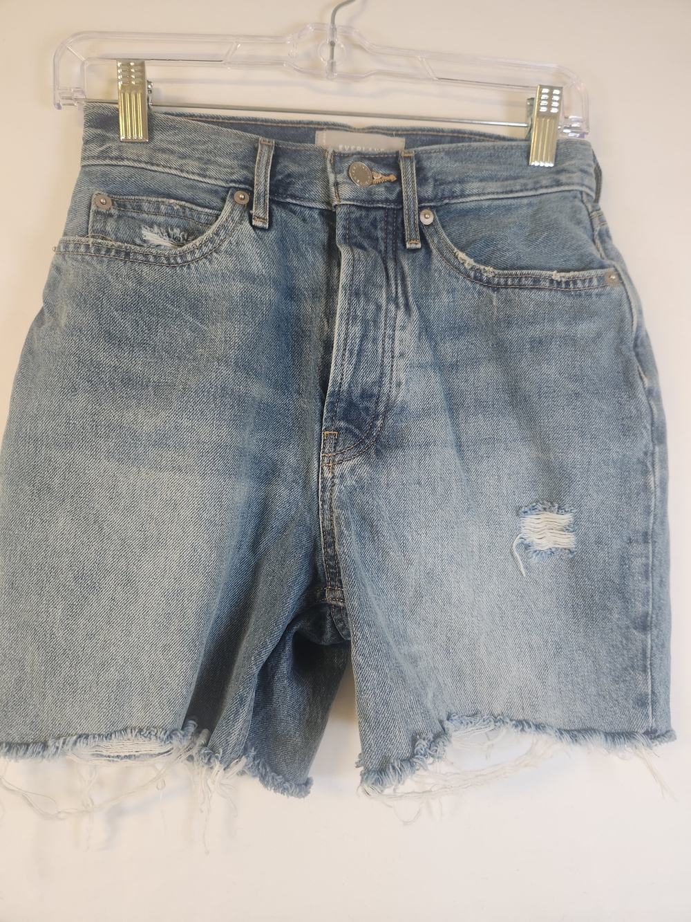 Everlane 25 High-Rise Distressed Denim Women’s Shorts - Light Blue